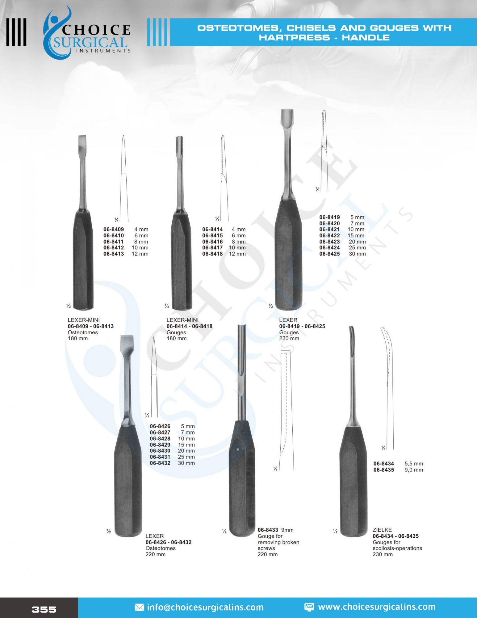 Mallets, Tampers, Chisels, Gauges, Bone Holding Forceps, Bone Rongeurs, Bone Cutting Forceps, Menisc